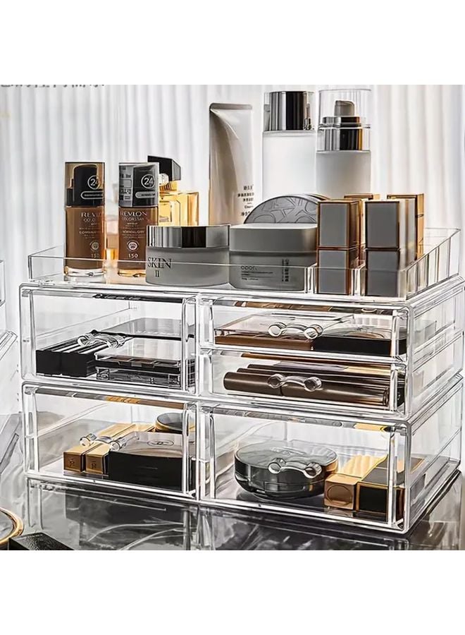 Type B Large Transparent Acrylic Makeup Organizer Stackable Skincare Storage Box With Drawers - Image 2